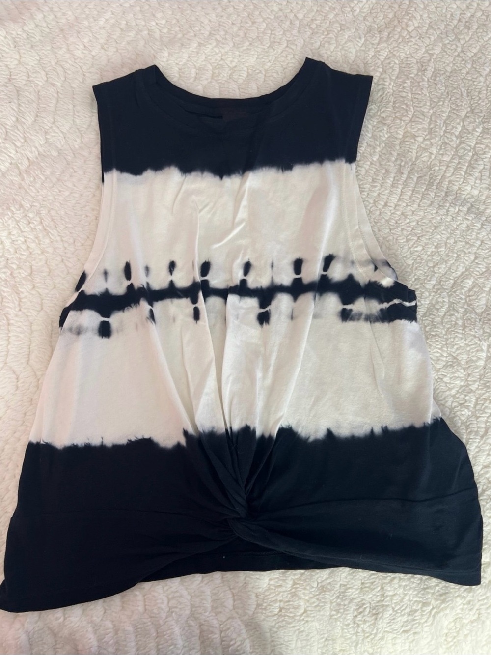 Mono B Black & White Tie-Dye Twist Tank
